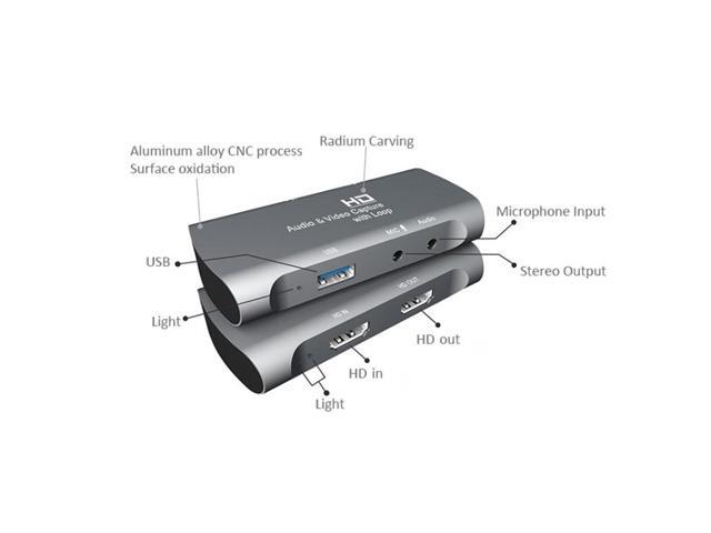Z27 HDM Female + Mic to HDM Female USB 2.0 Video Audio Capture Box(Dark Gray)