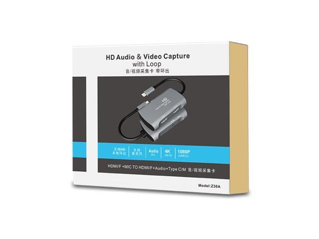 Z30A HDMI Female + Mic to HDMI Female + Audio + USB-C / Type-C Video Capture Box