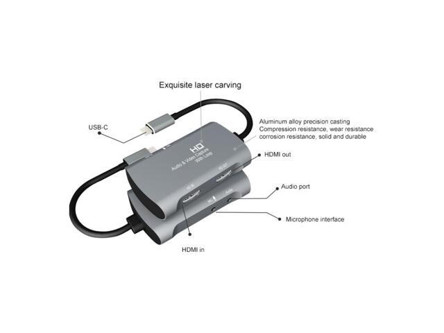 Z30A HDMI Female + Mic to HDMI Female + Audio + USB-C / Type-C Video Capture Box