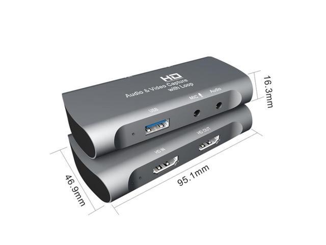 Z27 HDM Female + Mic to HDM Female USB 2.0 Video Audio Capture Box(Dark Gray)