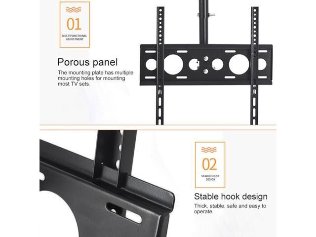 32-65 inch Universal Height & Angle Adjustable Single Screen TV Wall-mounted Ceiling Dual-use Bracket, Retractable Range: 0.5-2m