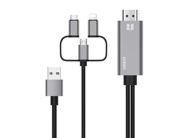 Onten OTN-7537A 3 in 1 1080P Mobile HD Screen Player Adapter Cable (Grey)