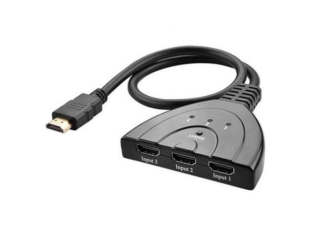 3x1 Pigtail HDMI Switcher Up to 1080P (Gold Plated)(Black)