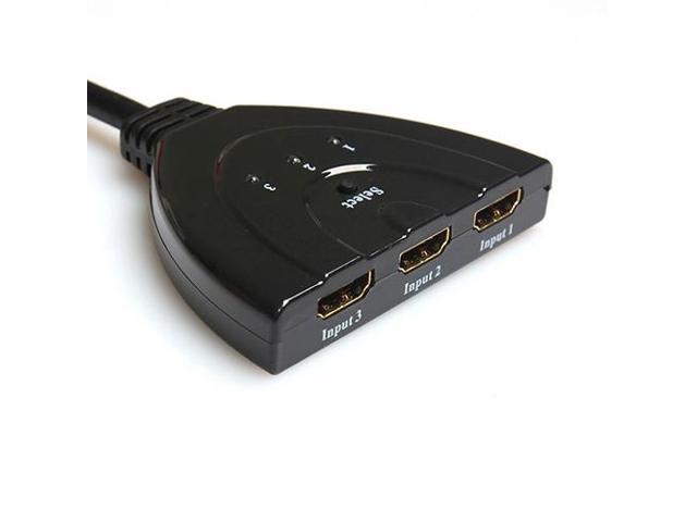 3x1 Pigtail HDMI Switcher Up to 1080P (Gold Plated)(Black)
