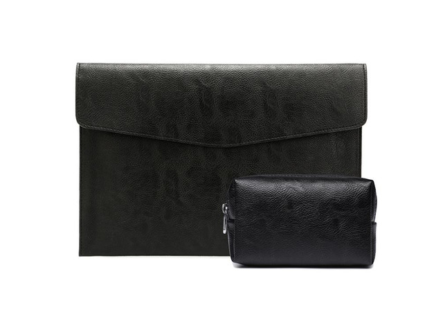 PU Leather Litchi Pattern Sleeve Case For 14 Inch Laptop, Style: Liner Bag + Pow