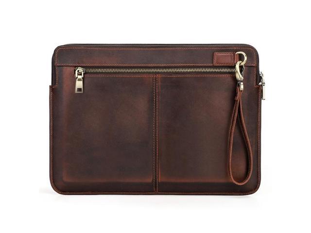 CONTACTS FAMILY Leather Laptop Sleeve For Macbook Pro 14.2 Inch (Coffee)