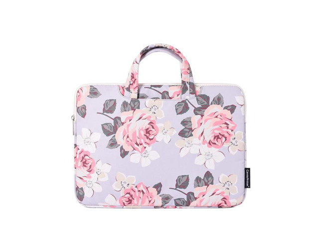 H40-B01 White Rose Pattern Laptop Case Bag Computer Liner Bag With Handle, Size:
