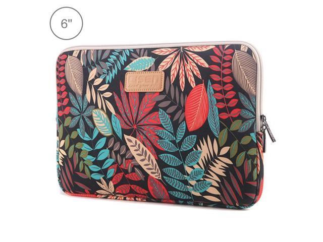 Lisen 6.0 inch Sleeve Case Colorful Leaves Zipper Briefcase Carrying Bag for Amazon Kindle (Black)