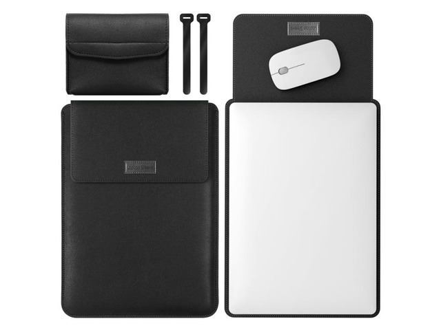 4 in 1 Lightweight and Portable Leather Computer Bag, Size:13/14 inches 13/14 inches (Black)