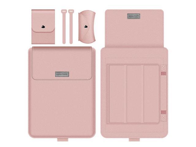 4 in 1 Universal Waterproof PU Leather Laptop Liner Bag with Handle & Stand & Pen Holder + 2 Winders + Mouse Bag + Charger Bag Set for 13 / 14 inch...