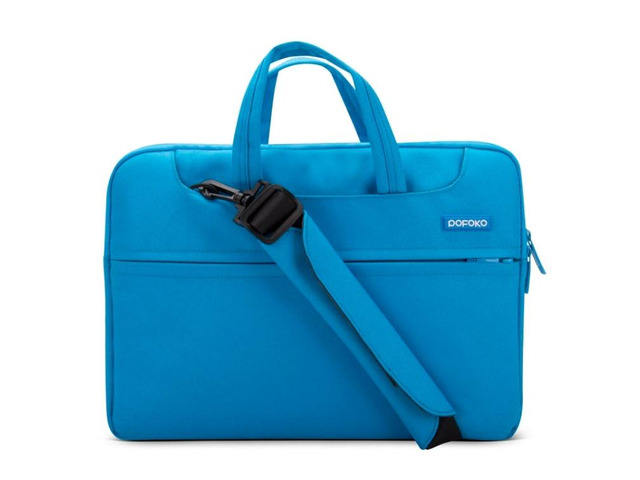 POFOKO 12 inch Portable Single Shoulder Laptop Bag for Laptop (Blue) Black