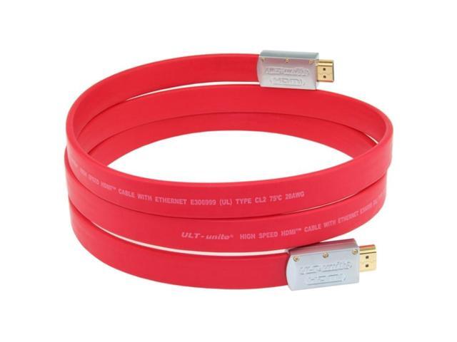 ULT-unite 4K Ultra HD Gold-plated HDMI to HDMI Flat Cable, Cable Length:10m 10m (Red)