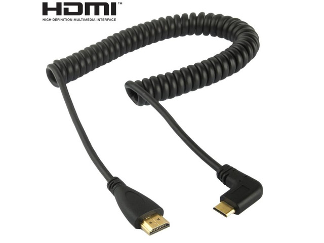 1.4 Version Gold Plated Mini HDMI Male to HDMI Male Coiled Cable, Support 3D / E