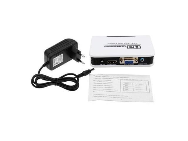 1080P HDMI to VGA adapter Digital to Analog Video Audio Converter Cable for Xbox 360 PS3 PS4 PC Laptop TV Box Projector(White)