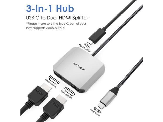 WAVLINK UHP510 Pro 87W PD Charging USB C to Dual HD Converter 4K 60Hz Monitor Adapter