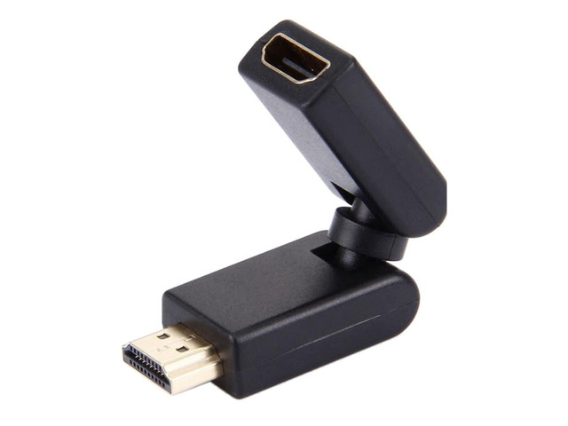 HDMI 19 Pin Male to Female 360 Degree SWIVEL Adaptor (Gold Plated)(Black)