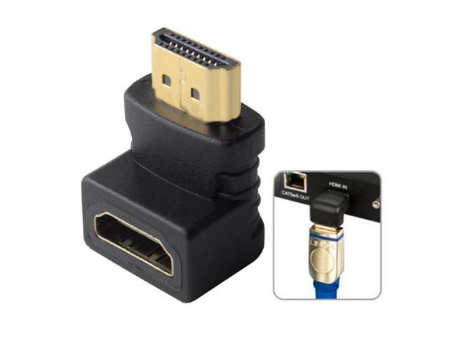 HDMI 19Pin Male to HDMI 19Pin Female 90-degree Angle Adaptor (Gold Plated)(Black)