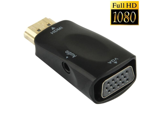 Full HD 1080P HDMI to VGA and Audio Adapter for HDTV / Monitor / Projector (Black)