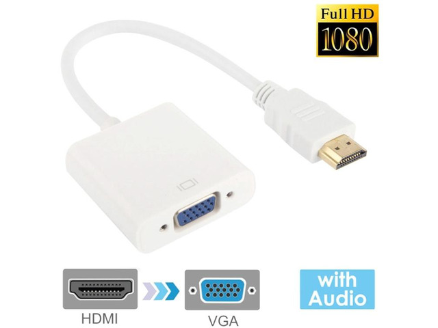 24cm Full HD 1080P HDMI to VGA + Audio Output Cable for Computer / DVD / Digital Set-top Box / Laptop / Mobile Phone / Media Player (White)