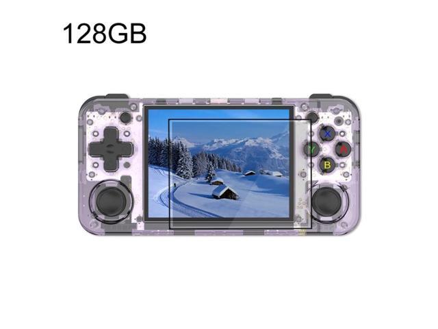 ANBERNIC RG35XX H Handheld Game Console 3.5 Inch IPS Screen Linux System 64GB+128GB (Transparent Purple)