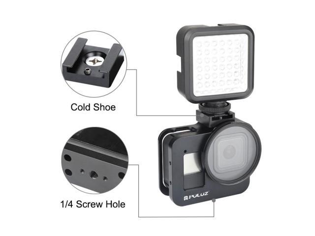 PULUZ Housing Shell CNC Aluminum Alloy Protective Cage with 52mm UV Lens for GoPro HERO8 Black(Black)