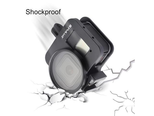 PULUZ Housing Shell CNC Aluminum Alloy Protective Cage with 52mm UV Lens for GoPro HERO8 Black(Black)