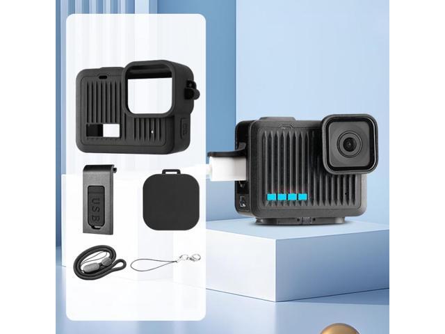 For GoPro HERO 2024 Silicone Protective Case Side Interface Cover with Wrist Strap & Lens Cover (Black)