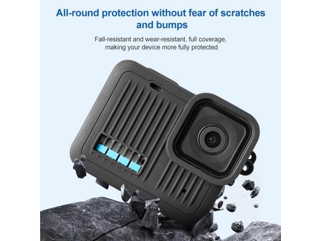 For GoPro HERO 2024 Silicone Protective Case Side Interface Cover with Wrist Strap & Lens Cover (Black)