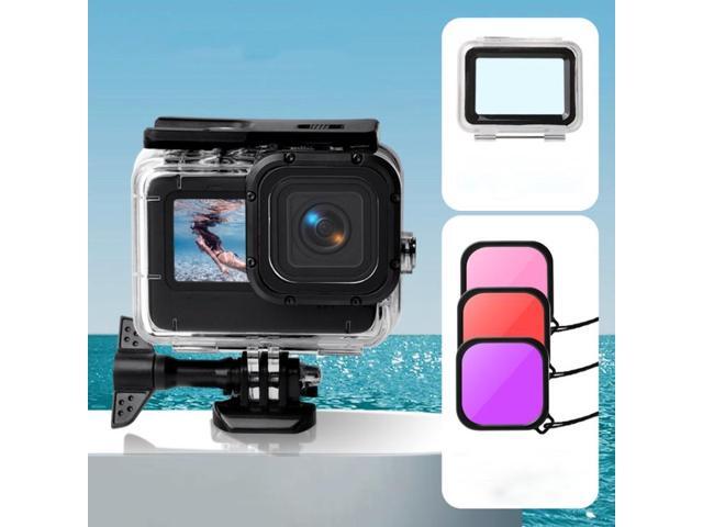 Waterproof Case + Touch Back Cover + Purple Red Pink Lens Filter for GoPro HERO10 Black / HERO9 Black