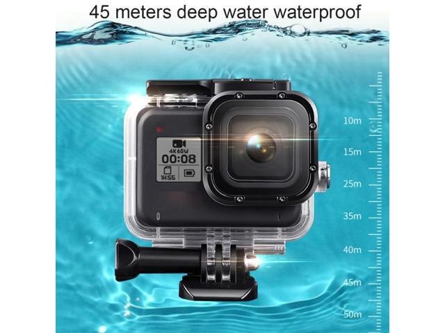 For GoPro HERO8 Black 45m Waterproof Housing Protective Case with Buckle Basic Mount & Screw & Floating Bobber Grip & Strap & Anti-Fog...
