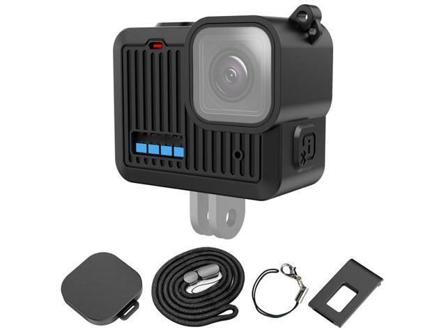 For GoPro HERO 4K 2024 PULUZ Silicone Protective Case Side Interface Cover with Wrist Strap & Lens Cover (Black)