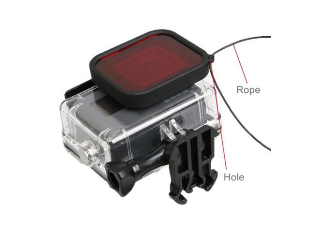 For GoPro HERO5 30m Waterproof PC & ABS Housing Protective Case + Camera Lens Red Quadrate Filter with Buckle Basic Mount & Long Screw & Anti-lost...