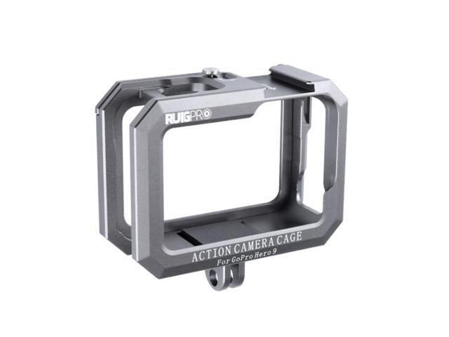 RUIGPRO for GoPro HERO10 Black / HERO9 Black Metal Border Frame Mount Protective Cage with Dual Cold Shoes Base (Silver Grey)