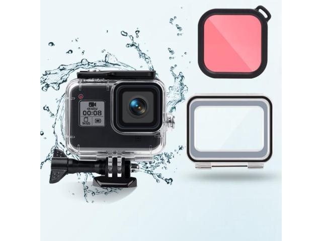 45m Waterproof Case + Touch Back Cover + Color Lens Filter for GoPro HERO8 Black (Pink)