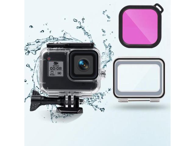 45m Waterproof Case + Touch Back Cover + Color Lens Filter for GoPro HERO8 Black (Purple)