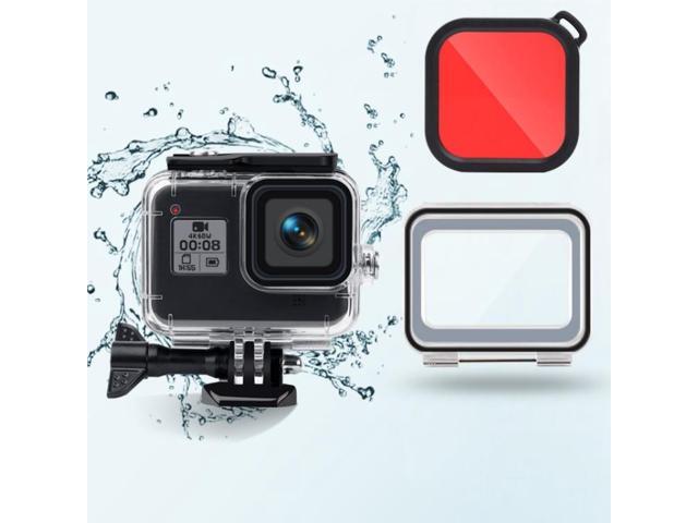 45m Waterproof Case + Touch Back Cover + Color Lens Filter for GoPro HERO8 Black (Red)