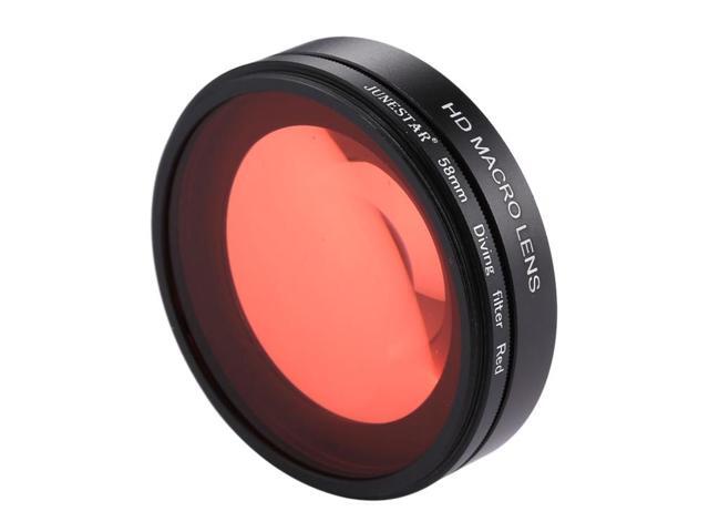 JSR 58mm 16X Macro Lens + Red Diving Lens Filter with Lens Cover + Lens Filter Ring Adapter + String + Cleaning Cloth for GoPro HERO6 /5 Dive Housing