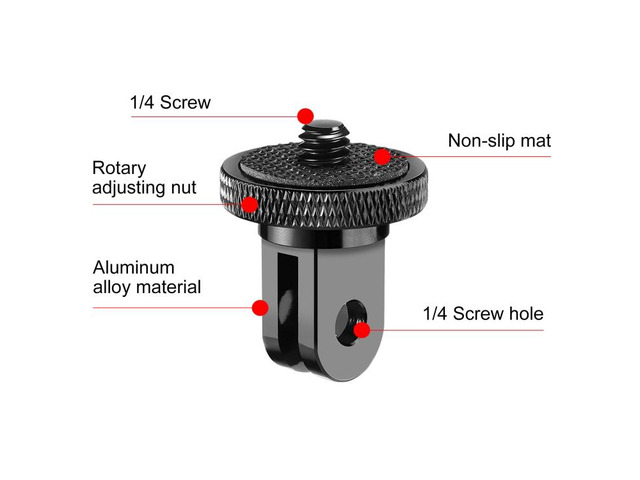 PULUZ 1/4 inch Screw Metal Tripod Mount Action Camera Adapter (Black)