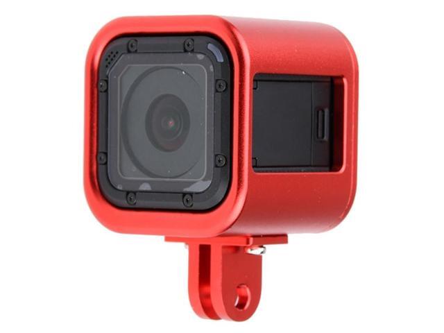 Housing Shell CNC Aluminum Alloy Protective Cage with Insurance Back Cover for GoPro HERO5 Session /HERO4 Session /HERO Session (Red)
