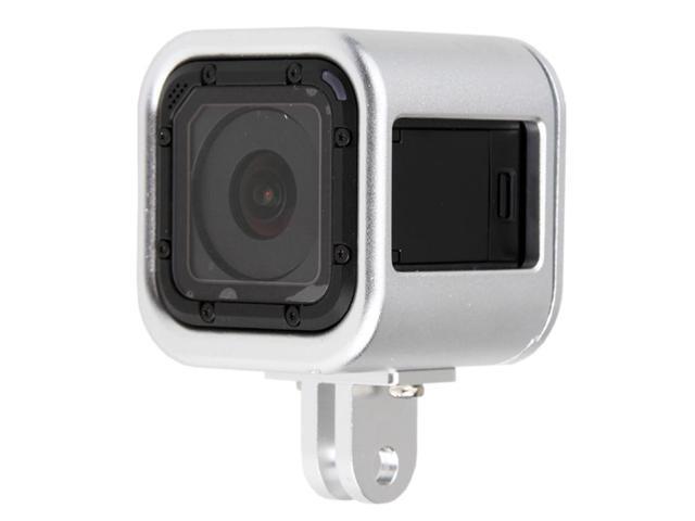 Housing Shell CNC Aluminum Alloy Protective Cage with Insurance Back Cover for GoPro HERO5 Session /HERO4 Session /HERO Session (Silver)
