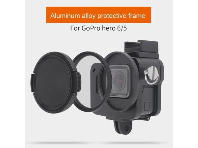 Housing Shell CNC Aluminum Alloy Protective Cage with Insurance Frame & 52mm UV Lens for GoPro HERO7 Black /6 /5 (Black)