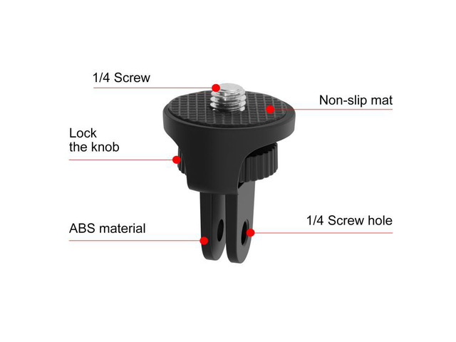 PULUZ 1/4 inch Screw Adjustable ABS Action Camera Tripod Adapter (Black)