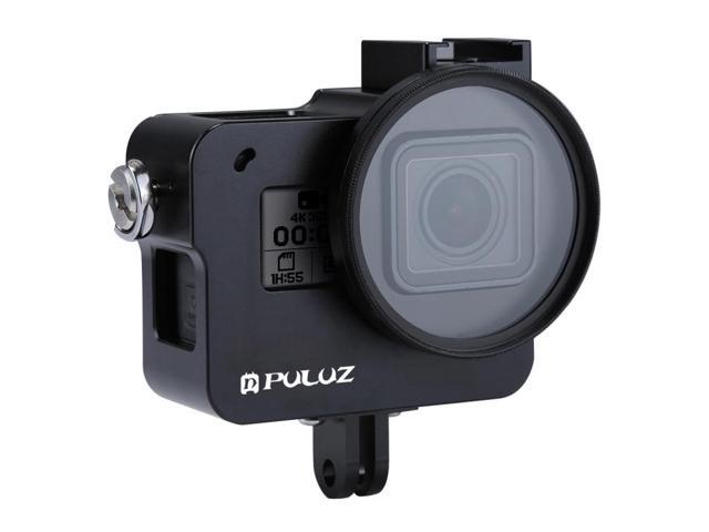 PULUZ Housing Shell CNC Aluminum Alloy Protective Cage with Insurance Frame & 52mm UV Lens for GoPro HERO /7 Black /6 /5 (Gold)