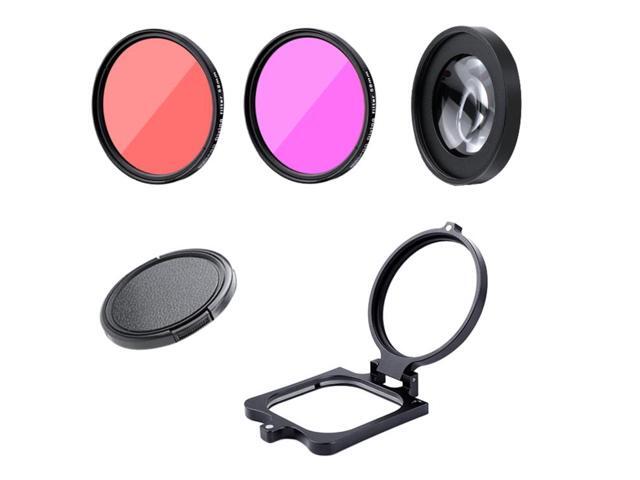 RUIGPRO for GoPro HERO8 58mm 16X Macro Lens + Red/Purple Diving Lens Filter + Dive Housing Waterproof Case Kits with Filter Adapter Ring & Lens Cap