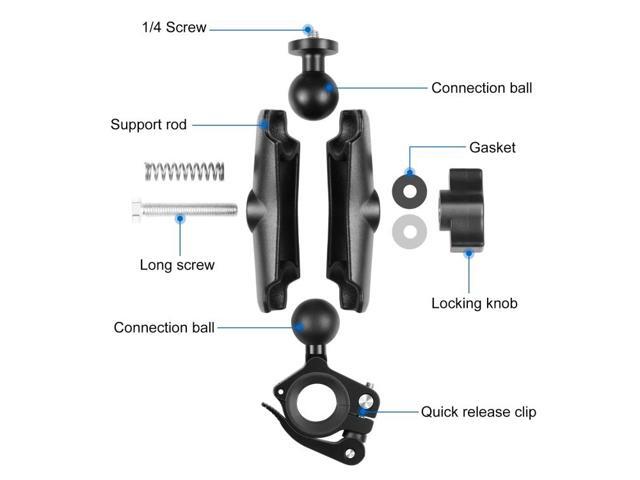 PULUZ Motorcycle O-Clip Quick Release Clamp Handlebar Fixed Mount Holder for GoPro and Other Action Cameras(Black)