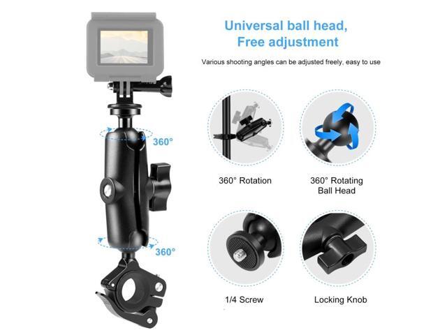 PULUZ Motorcycle O-Clip Quick Release Clamp Handlebar Fixed Mount Holder for GoPro and Other Action Cameras(Black)