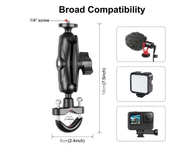 PULUZ Motorcycle Handlebar Fixed Mount U-Bolt Base Holder for GoPro and Other Action Cameras(Black)