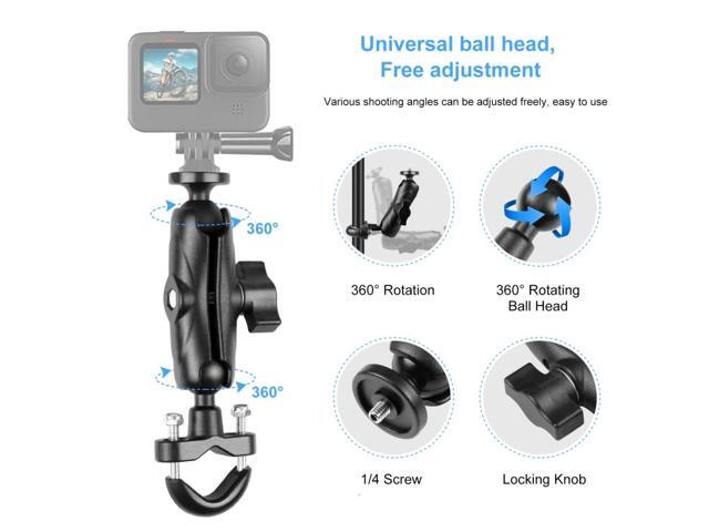 PULUZ Motorcycle Handlebar Fixed Mount U-Bolt Base Holder for GoPro and Other Action Cameras(Black)