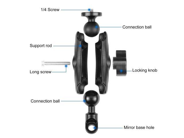 PULUZ Motorcycle Holder Mirror Base Hole Fixed Mount for GoPro and Other Action Cameras(Black)