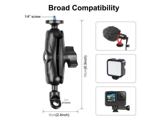 PULUZ Motorcycle Holder Mirror Base Hole Fixed Mount for GoPro and Other Action Cameras(Black)